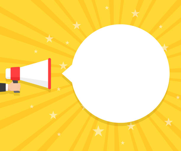 Speech bubbles announced by megaphone,flat vector illustration background. Speech bubbles announced by megaphone,flat vector illustration background stay tuned concept stock illustrations