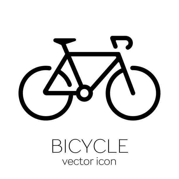 значок велосипеда на белом фоне - bicycle wheel stock illustrations