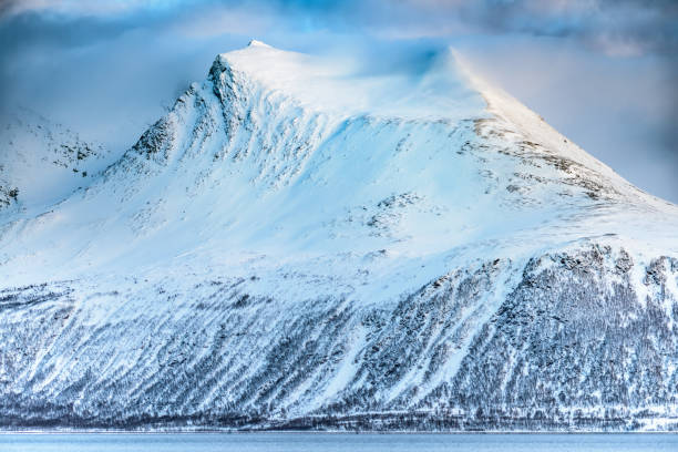 Beautiful view of mountain in winter time - north Norway - Kvaloya near Tromso