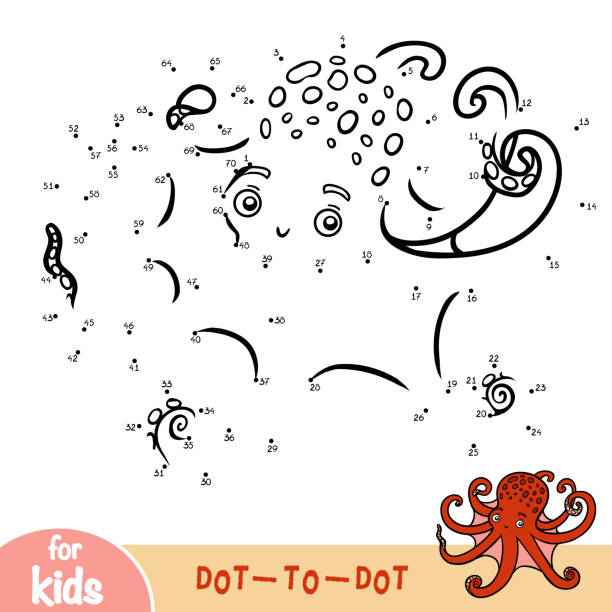 stockillustraties, clipart, cartoons en iconen met getallen spel onderwijs spel voor kinderen, octopus - squid games