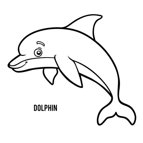 Vector illustration of Coloring book, Dolphin