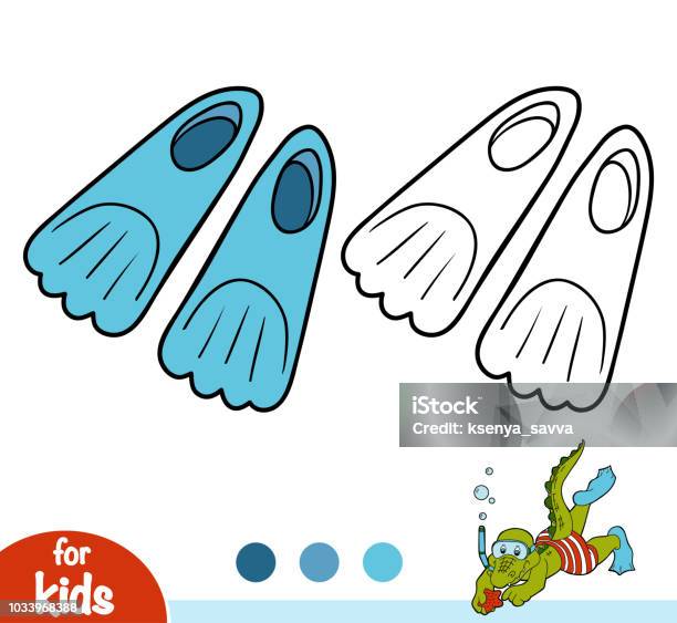 Coloring Book Flippers Stock Illustration - Download Image Now - Adventure, Beach Holiday, Black Color
