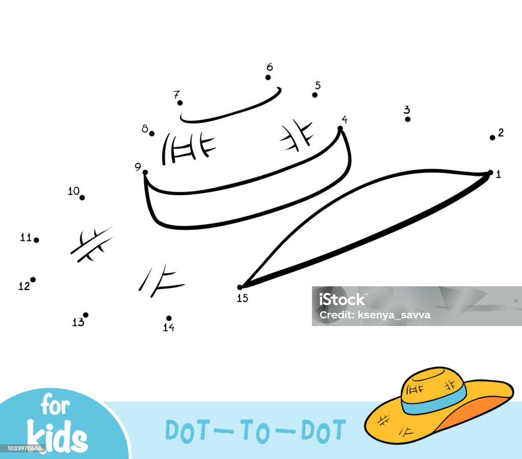 Numbers game, education dot to dot game, Women’s sun hat Numbers game, education dot to dot game for children, Women’s sun hat Connect the Dots stock vector