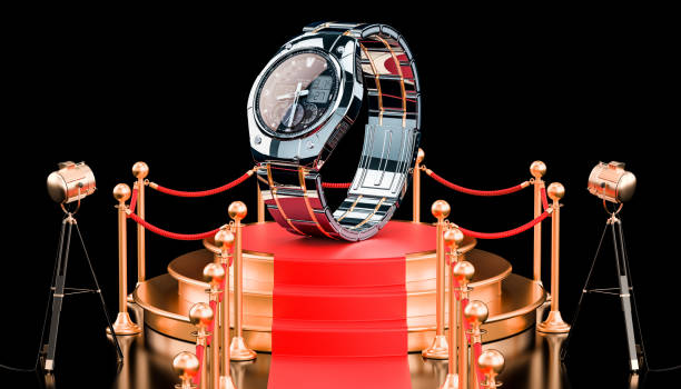 istock Podium with Analog Digital Wrist Watch for men, 3D rendering 1033971512