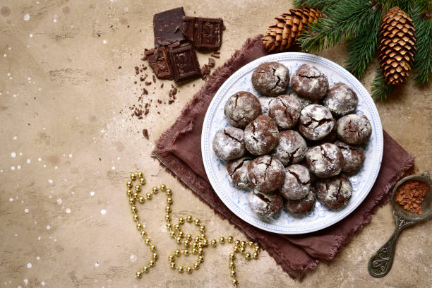 istock Homemade christmas chocolate cookies with cracks 1033973742
