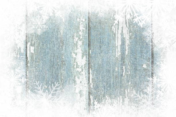 istock Blue wooden table, snowy winter background, texture 1033980400