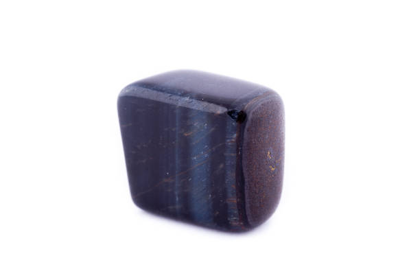 Macro mineral stone Falcon eye on white background