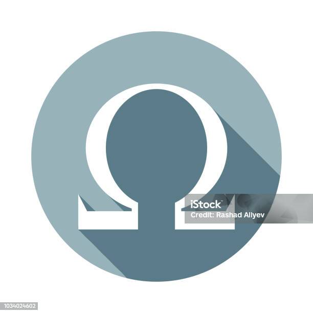 Omega Sign Icon In Flat Long Shadow Style One Of Web Collection Icon Can Be Used For Ui Ux Stock Illustration - Download Image Now