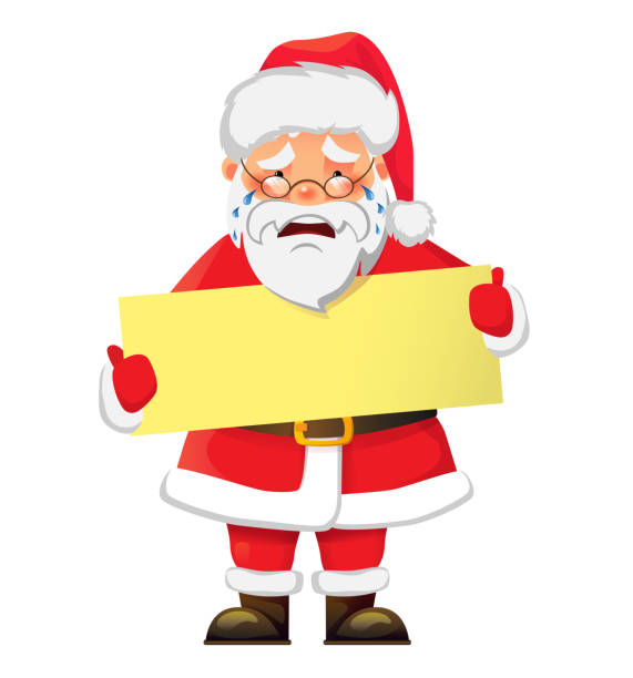istock Santa Claus holding banner. Santa Claus with message board vector illustration. Christmas Greeting Card 1034032916
