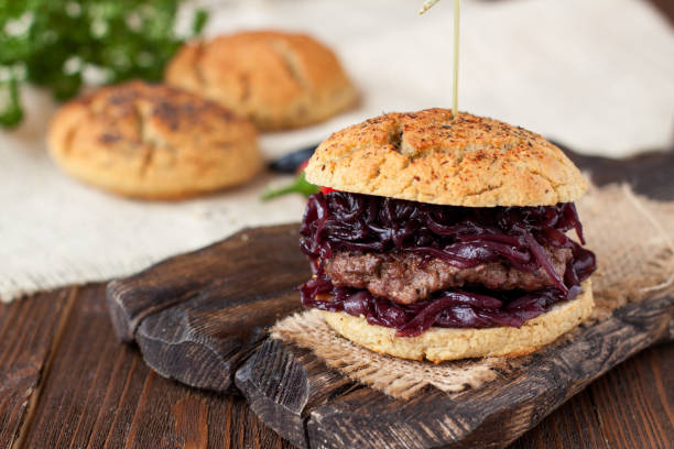 istock Gluten free burger with caramelized onions 1034035954