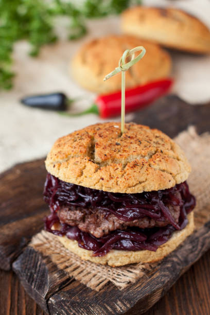 istock Gluten free burger with caramelized onions 1034035968