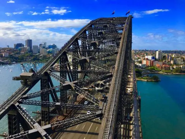This view of the Sydney Harbor Bridge os from the Lookout Pylon. You must climb up 200 steps to get this view.