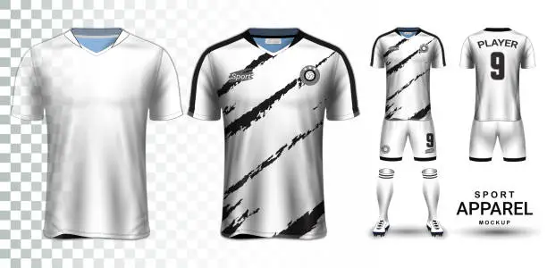 Vector illustration of Soccer Jersey and Football Kit Presentation Mockup, The T-shirt Front and Back View and it is Fully Customization Isolated on Transparent Background, Can be used as a template with your own design.