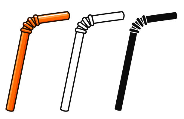 векторные соломинки на белом фоне - straw stock illustrations