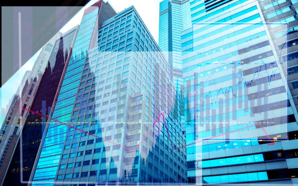istock Composing with business building and stock chart 1034103248