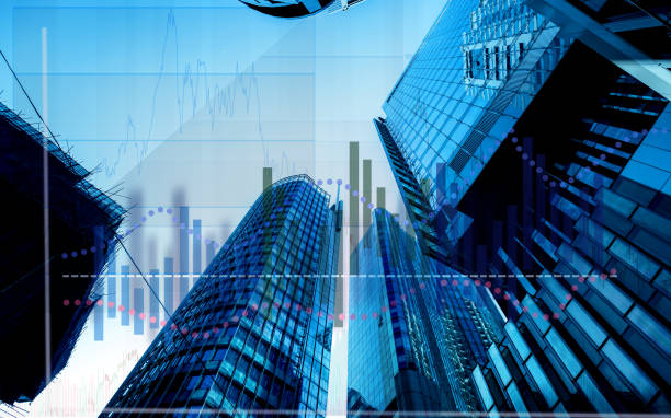istock Composing with business building and stock chart 1034103788