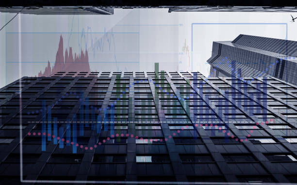 istock Composing with business building and stock chart 1034104314