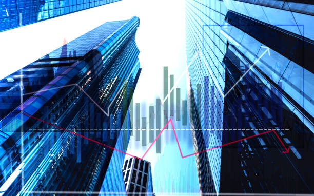istock Composing with business building and stock chart 1034104496