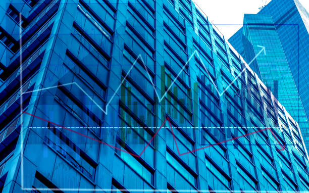 istock Composing with business building and stock chart 1034105332