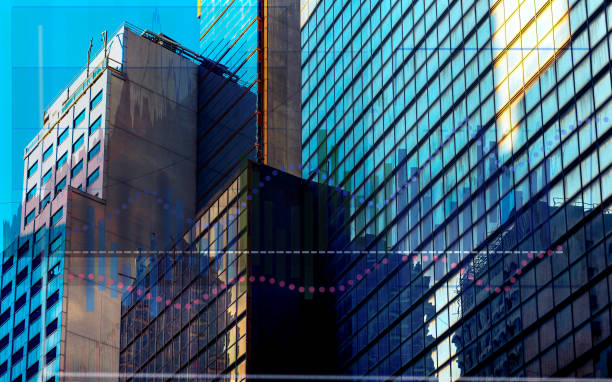 istock Composing with business building and stock chart 1034105362