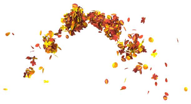 istock Autumn leaves isolated on white background 3D illustration 1034108352
