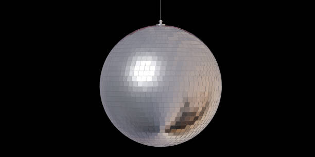 istock Silver mirror disco ball in a black background, 3d illustration 1034134842