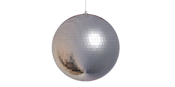 istock Silver mirror disco ball in a white background, 3d illustration 1034134854