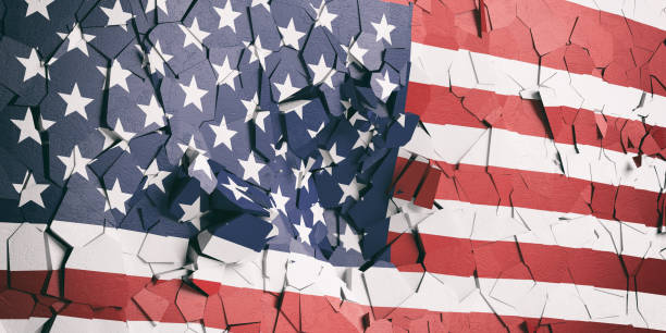 istock USA  flag on cracked wall background. 3d illustration 1034134992