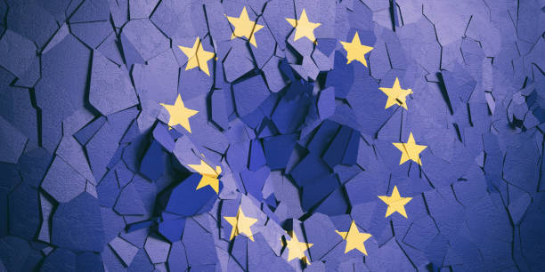 istock European Union flag on cracked wall background. 3d illustration 1034135002