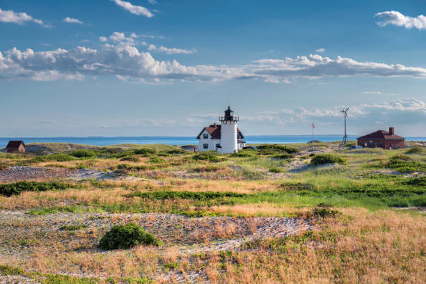 희망봉 해변의 모래 언덕에 등 대 - lighthouse massachusetts beach coastline 뉴스 사진 이미지