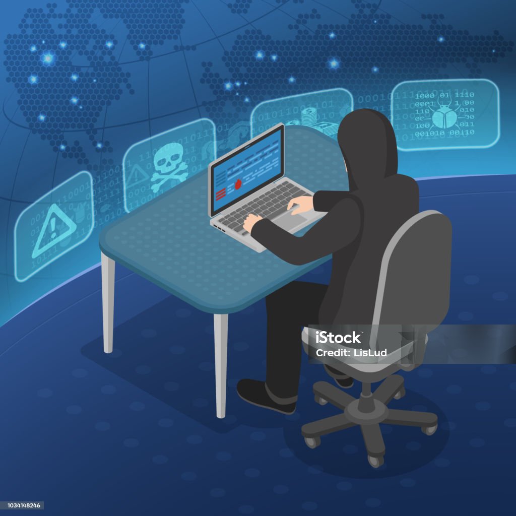 Hacker Visualiazation Hacker Activity Isometric Concept Stock Illustration - Download Image ...