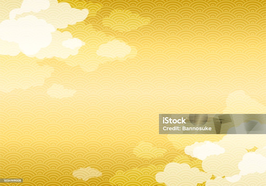 Fundo do japonês padrão ouro com nuvem - Vetor de Cultura Japonesa royalty-free