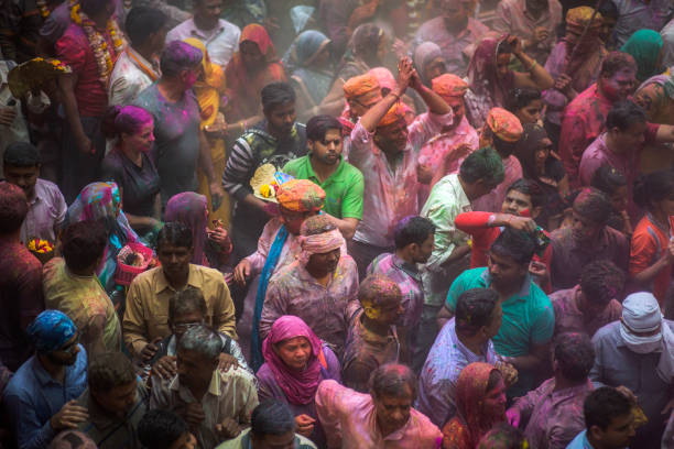 istock Holi Celebration at Banke Bihari Temple in Vrindavan, India 1034154450