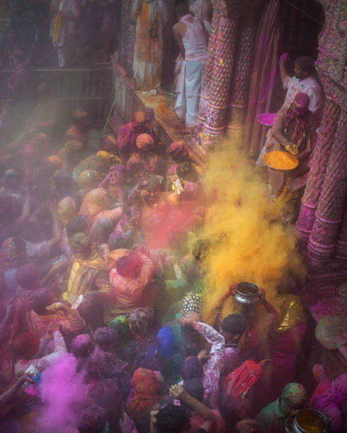 istock Holi Celebration at Banke Bihari Temple in Vrindavan, India 1034155076