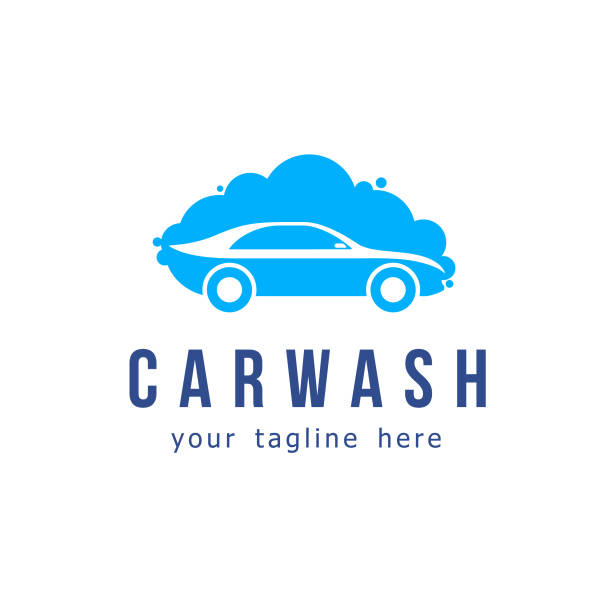 illustrations, cliparts, dessins animés et icônes de conception de lavage de voiture vector icon. - car cleaning blue water