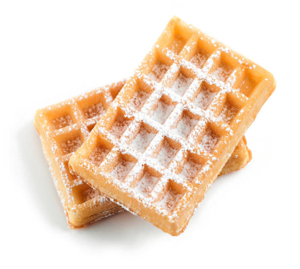 waffles with sugar - wafer waffle isolated food imagens e fotografias de stock