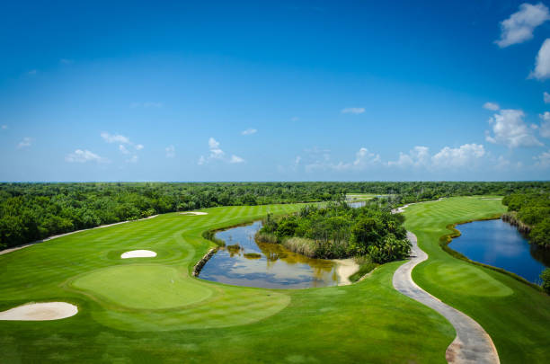 istock Aerial view of a tropical golf course 1034163274