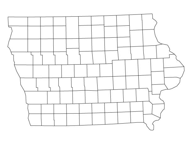 iowa county karte - iowa map stock-grafiken, -clipart, -cartoons und -symbole