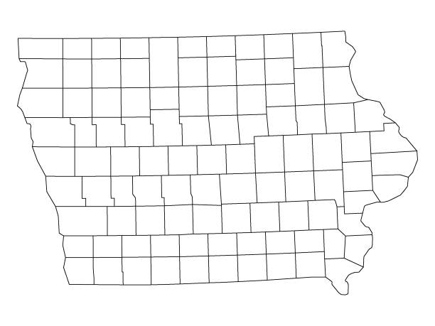 ilustrações, clipart, desenhos animados e ícones de iowa county mapa - iowa map