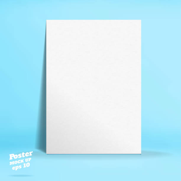 istock Vector of White paper poster in pastel colorful blue studio room,Template mock up for display of product or your content ,Business presentation. 1034181150