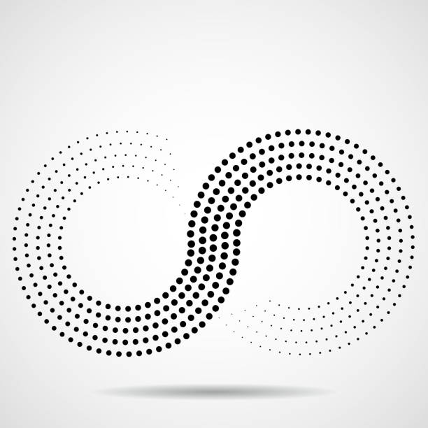 Abstract halftone sign of infinity Abstract, sign, dot, infinity, logo, black infinity stock illustrations