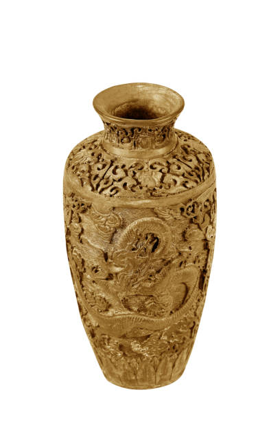istock Old antique vase isolated on white background 1034183836