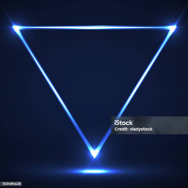 Abstract Neon Triangle With Glowing Lines Stock Illustration - Download Image Now - Triangle Shape, Lighting Equipment, Technology