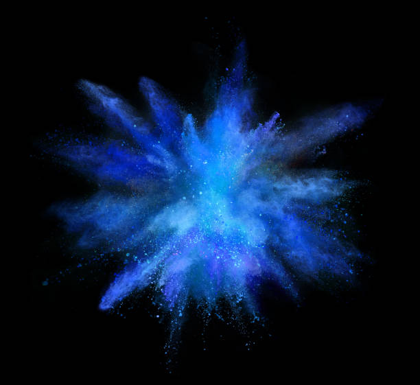 istock Explosion of coloured powder isolated on black background. 1034187260