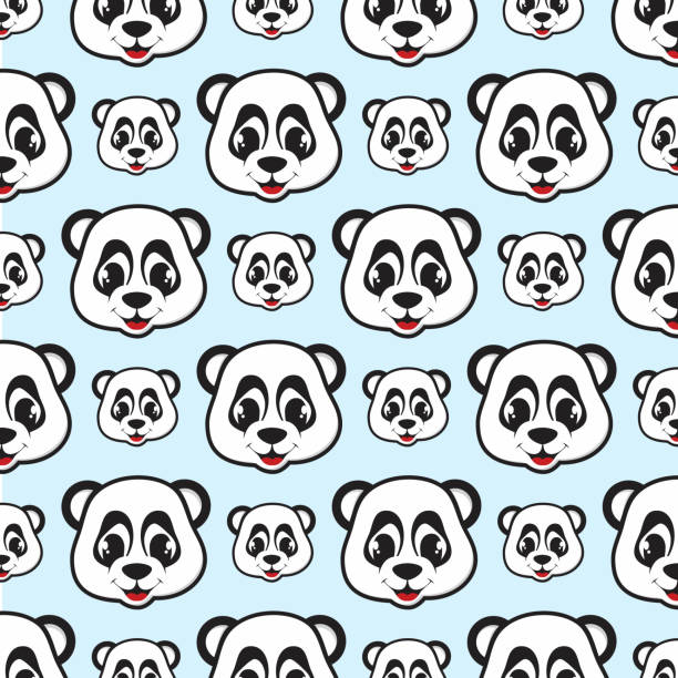 panda twarz expretion kreskówka bez szwu wzór na tle i tapety - expretion stock illustrations