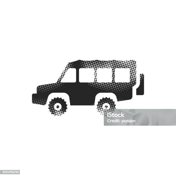 Halftone Icon Offroad Car Stock Illustration - Download Image Now - 4x4, Black Color, Car