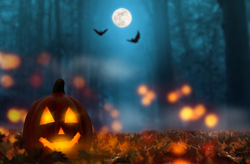 Jack linterna en la noche de halloween photo