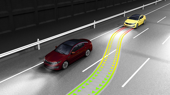 concepto moderno de un coche seguro colisión Monitoreo sistema render 3d imagen photo