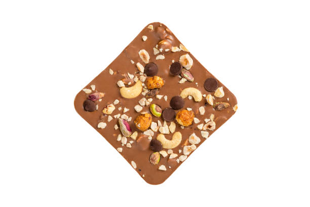 Luxury handmade chocolate with nuts isolated on white