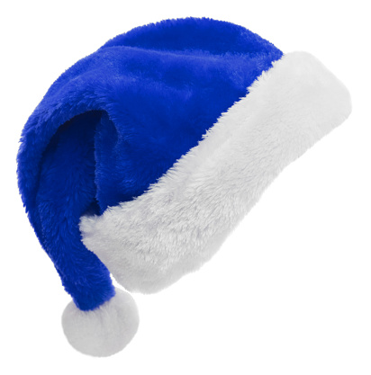 Blue Santa Hat isolated on a white background.